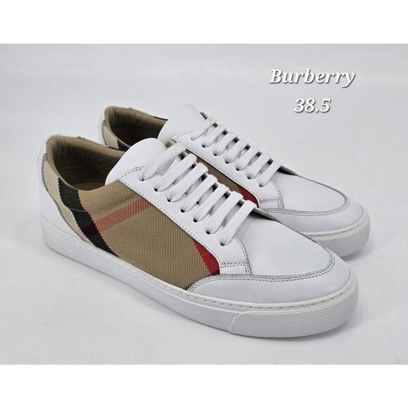 Burberry Women’s Salmond Vintage Check Low Top Sneakers White Beige 38.5NWOB